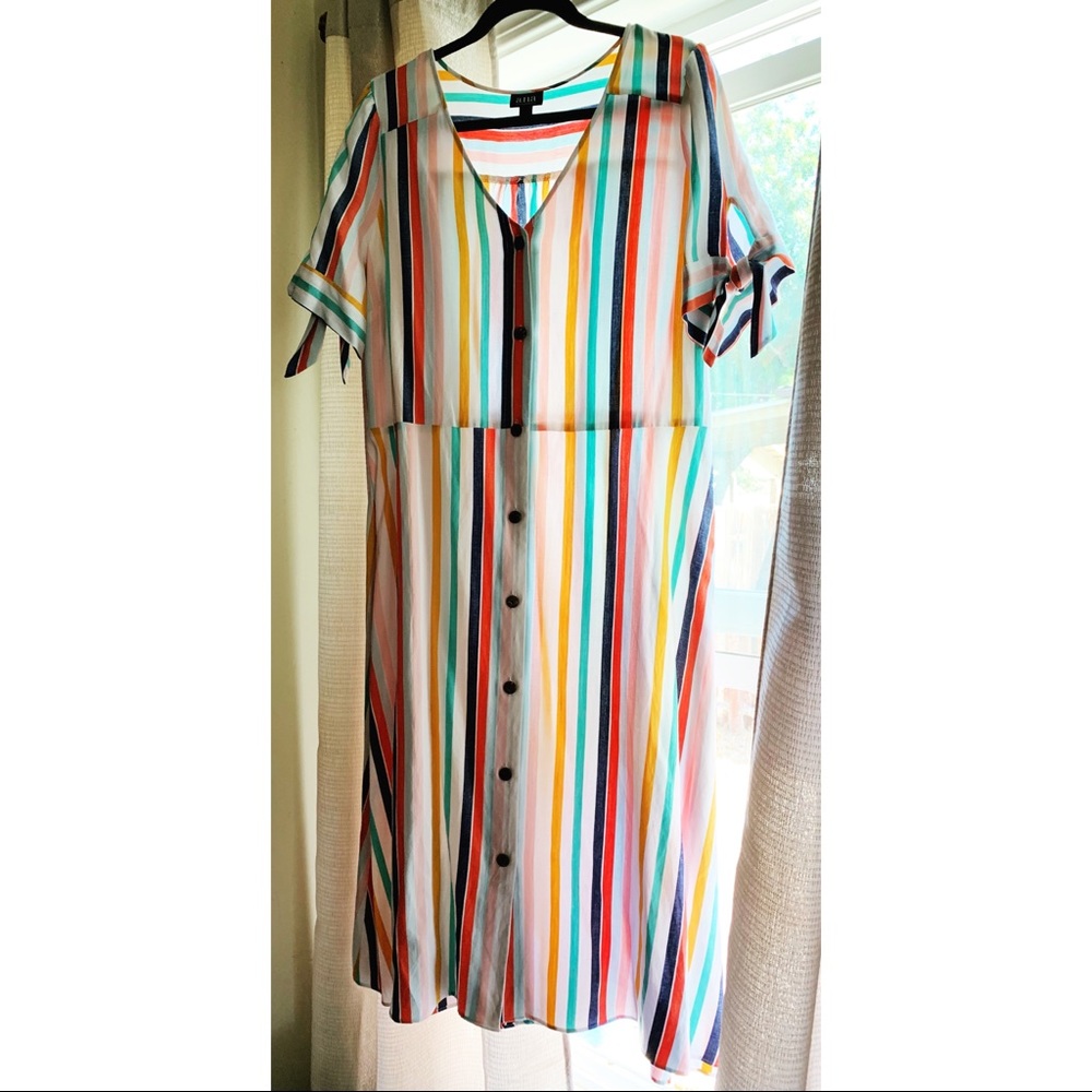 NWOT // Ana // Shirt Sleeve Button Front // White